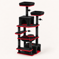 Arbre à chat 184 cm noir et rouge avec hamac, 7 poteaux sisal, 2 niches