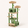 Arbre à chat 184 cm vert avec hamac, 7 poteaux sisal, 2 niches