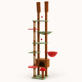 Arbre à chat sol-plafond 256 cm, brun et hamac
