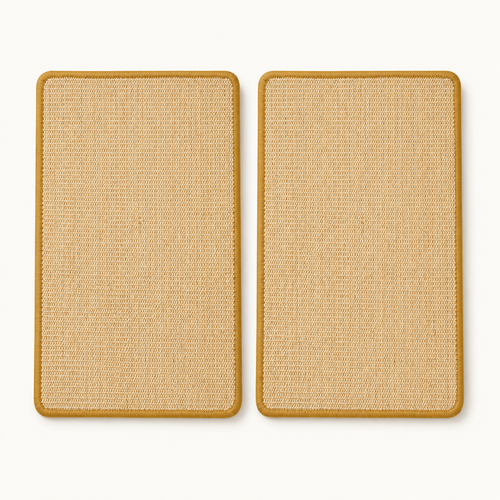 Lot de deux planches à griffer en sisal, vue d'ensemble sur fond neutre