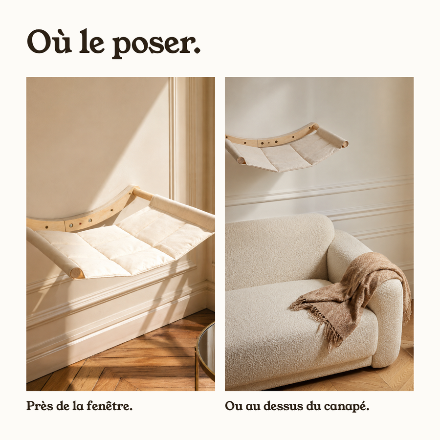 Le hamac mural pose sous une fenetre