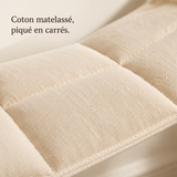 Toile de coton matelassée piquée en carrés, détail de matière
