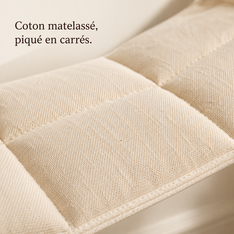 Toile de coton matelassée piquée en carrés, détail de matière