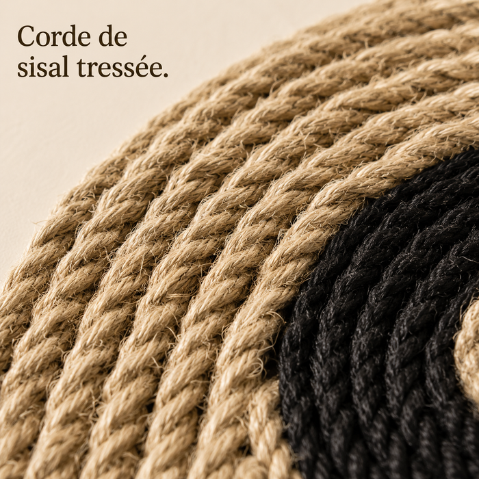 Corde de sisal tressée en spirale, détail de matière du griffoir