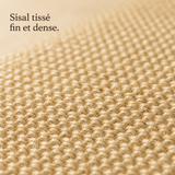 Sisal tissé fin et dense de la planche, détail de matière