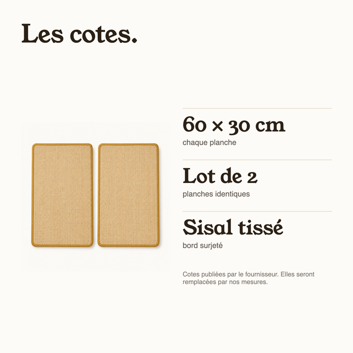 Cotes des planches : 60 x 30 cm chacune, lot de 2
