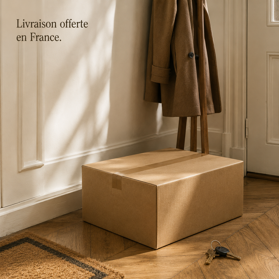 Carton de livraison de la tour-nid dans l'entrée