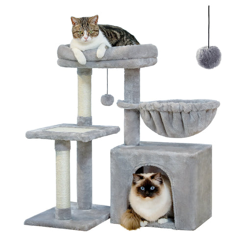 Arbre à chat compact avec niche et panier