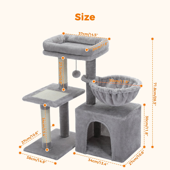 Arbre à chat compact avec niche et panier
