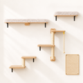 Ensemble mural pour chat, 5 pièces, bois clair
