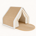 Cabane pour chat en bois, toit en sisal, 50 × 40 × 40 cm